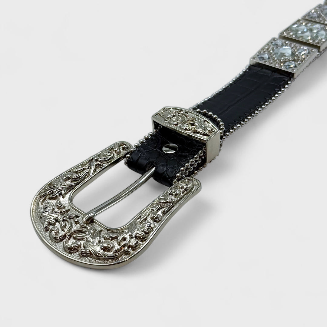Diamond Studded Rhinestone Belt black/clear