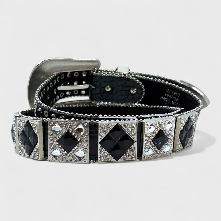 Diamond Studded Rhinestone Belt black/clear/black