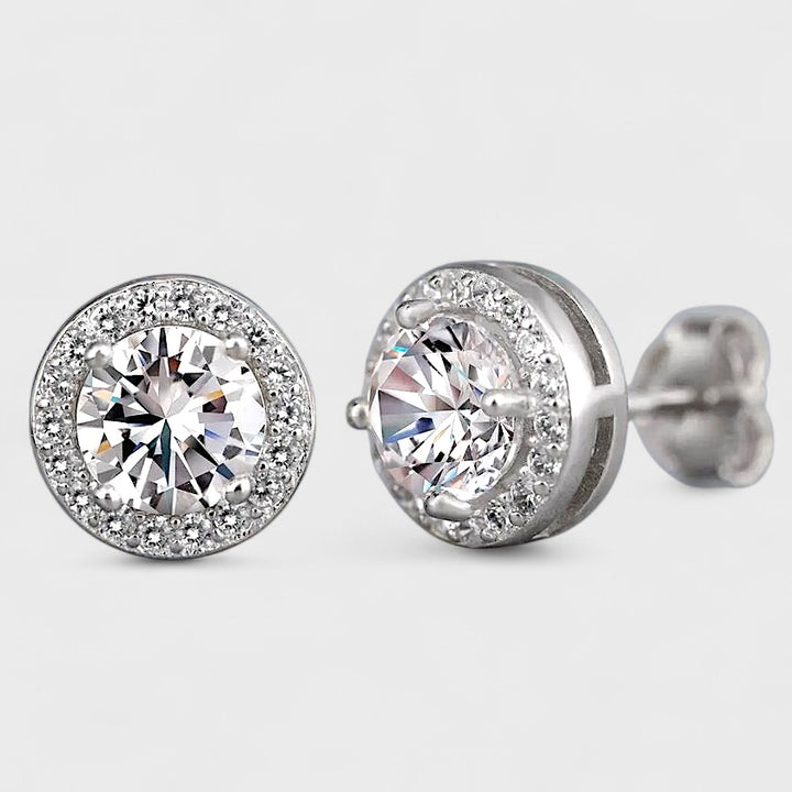 Luxury Round Zircon Stud Earring 8mm silver