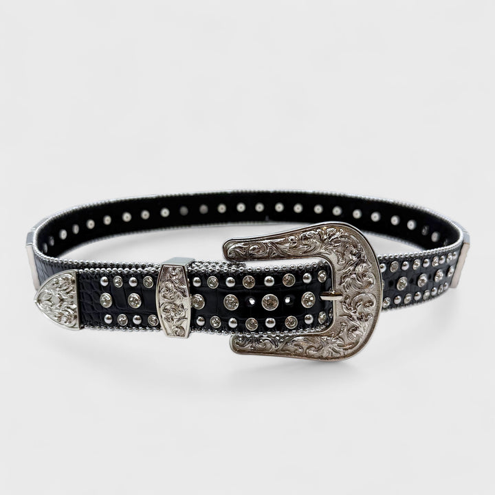 Diamond Studded Rhinestone Belt black/clear/black
