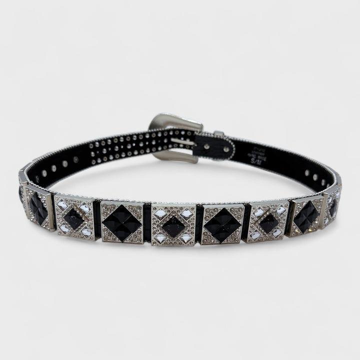 Diamond Studded Rhinestone Belt black/clear/black