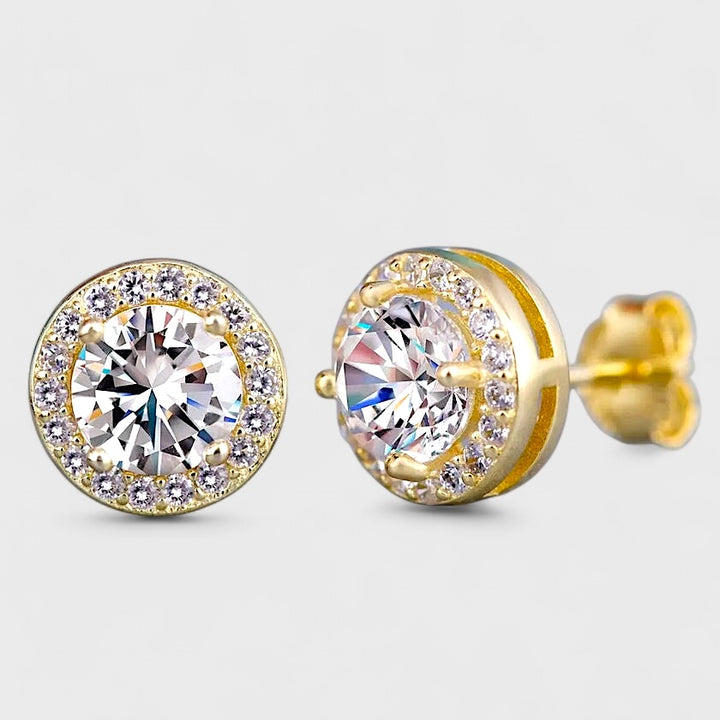 Luxury Round Zircon Stud Earring 8mm gold