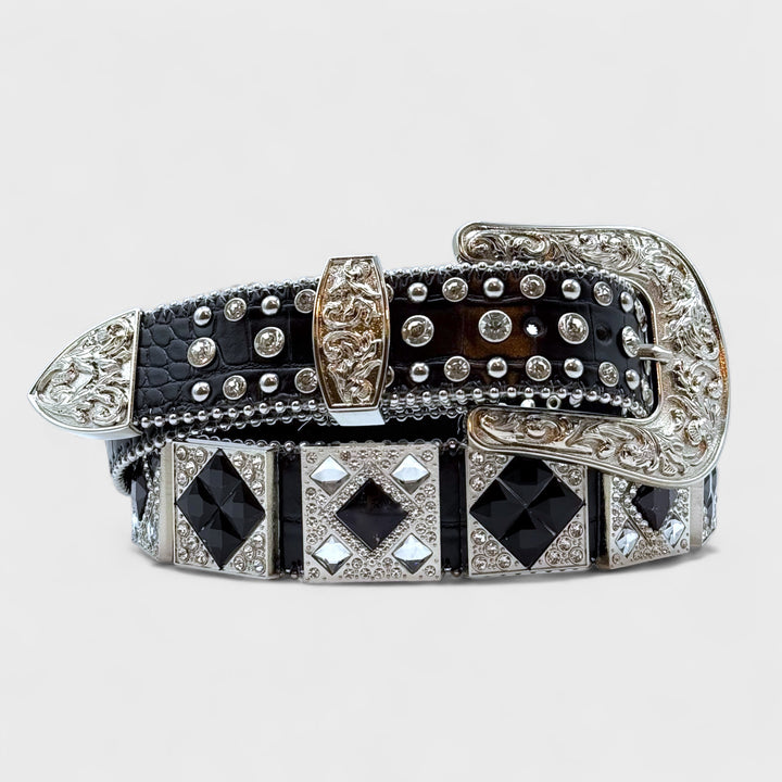 Diamond Studded Rhinestone Belt black/clear/black