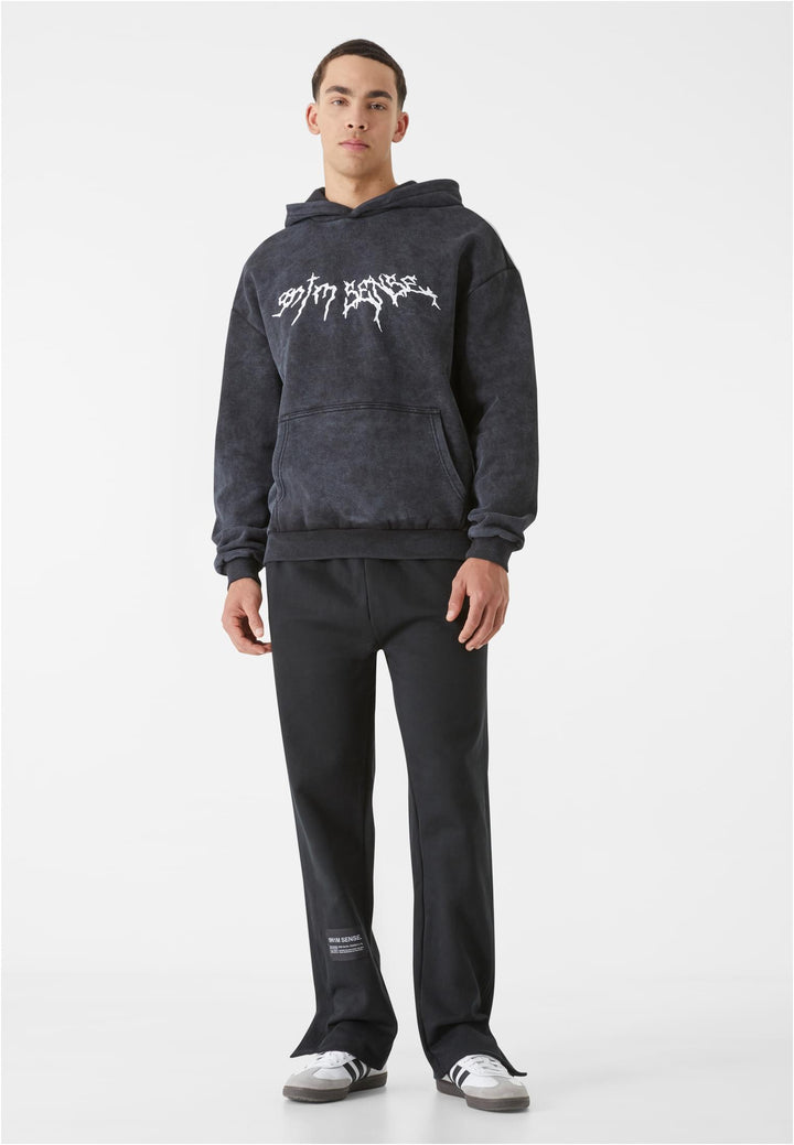 9N1M Sense Goth Print Hoodie Washed black