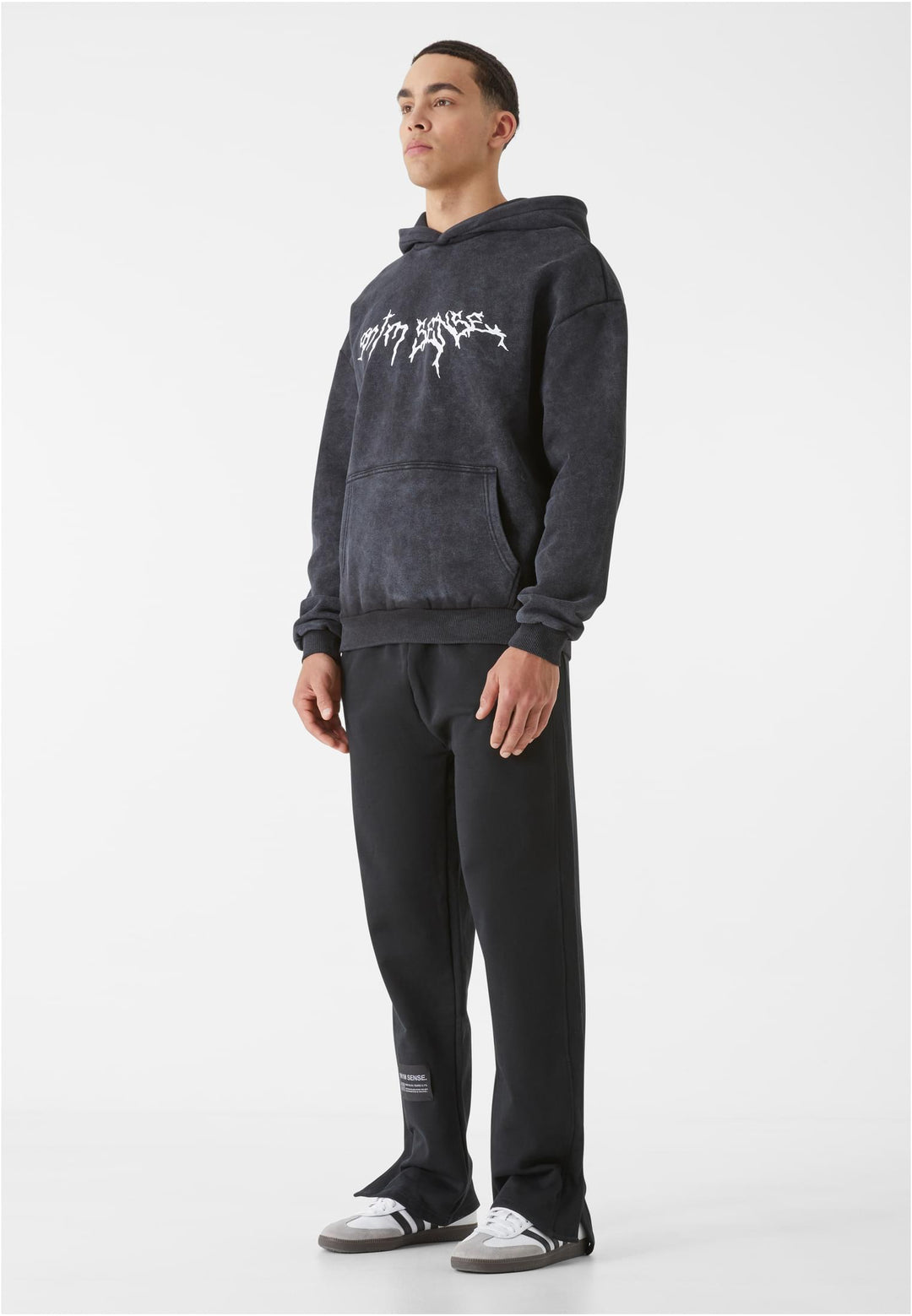9N1M Sense Goth Print Hoodie Washed black