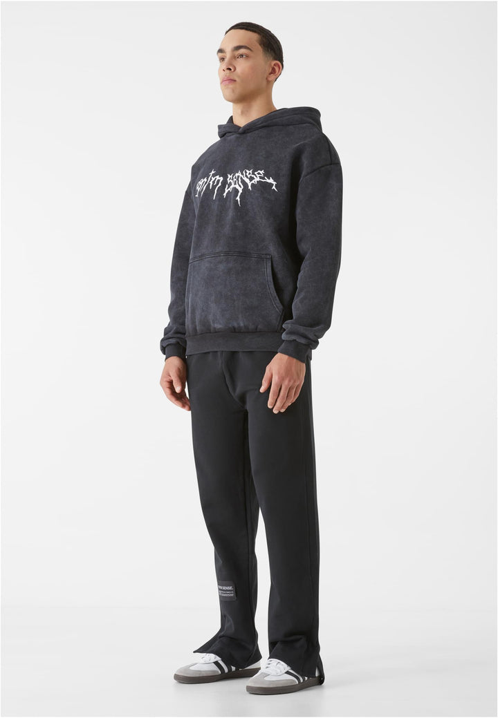 9N1M Sense Goth Print Hoodie Washed black