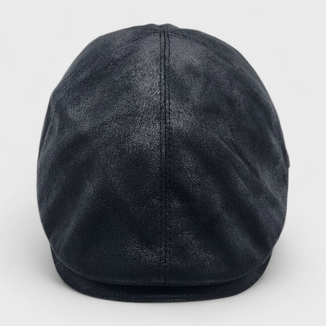 Major Wear Faux Leather Flat Cap black