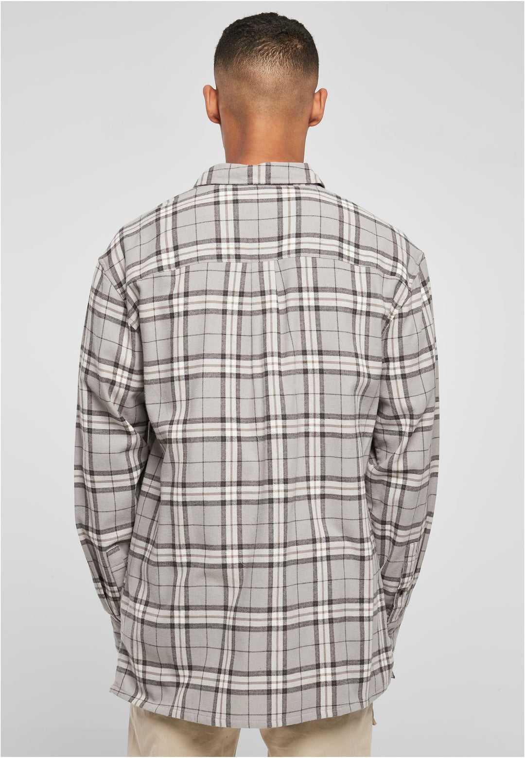 Urban Classics Long Oversized Grey Check Shirt grey/black