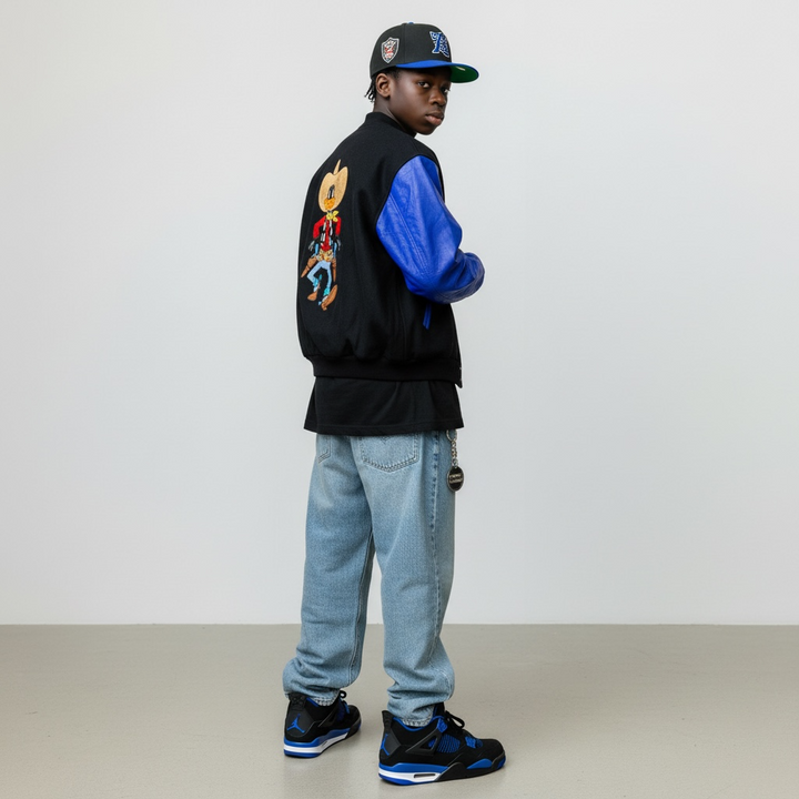 Top Line USA Daffy Duck 90s Varsity Jacket black/blue M - Shop-Tetuan