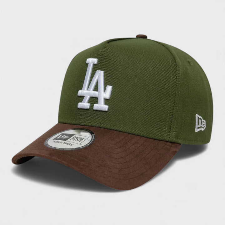 New Era MLB Suede VIsor 9Forty E-Frame LA Dodgers olive/brown - Shop-Tetuan