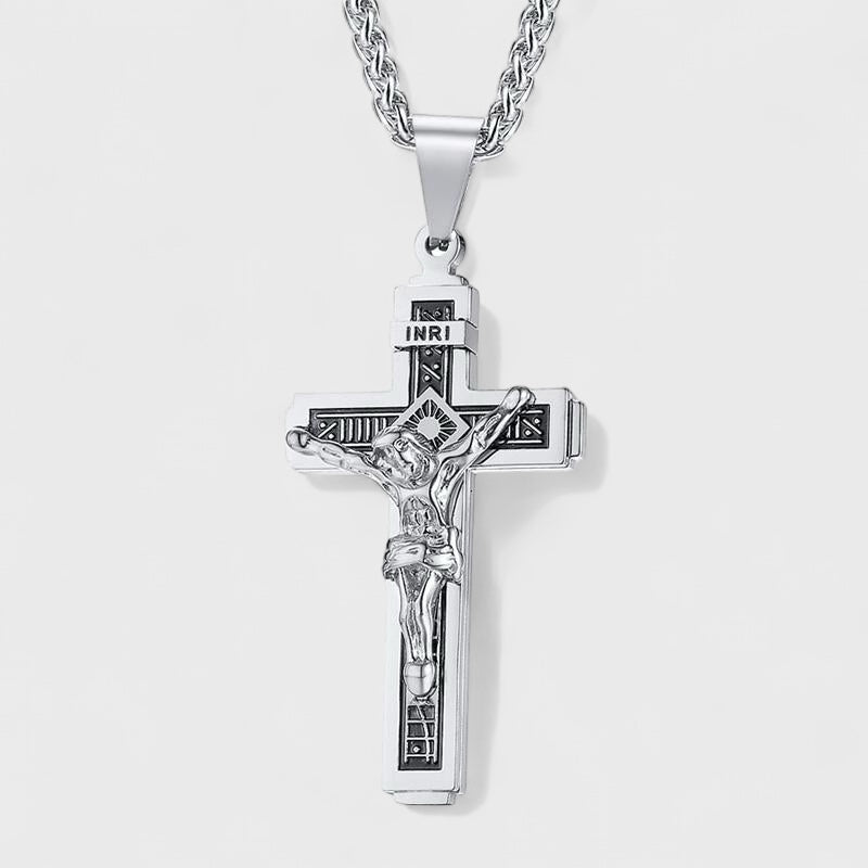 INRI Cross Chain Pendant Necklace steel - Shop-Tetuan