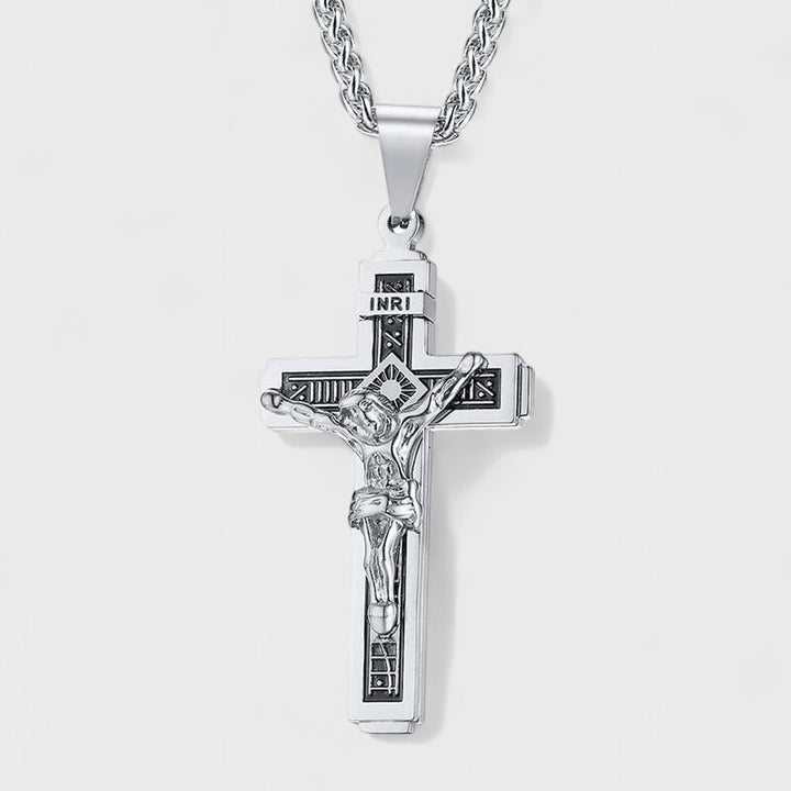 INRI Cross Chain Pendant Necklace steel - Shop-Tetuan