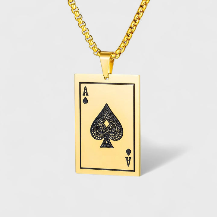 Ace Of Spades Pendant necklace steel/gold - Shop-Tetuan