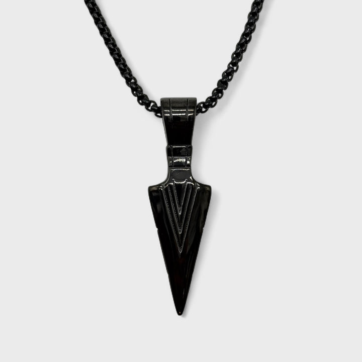 Triangle Shaped Steel Pendant Necklace black