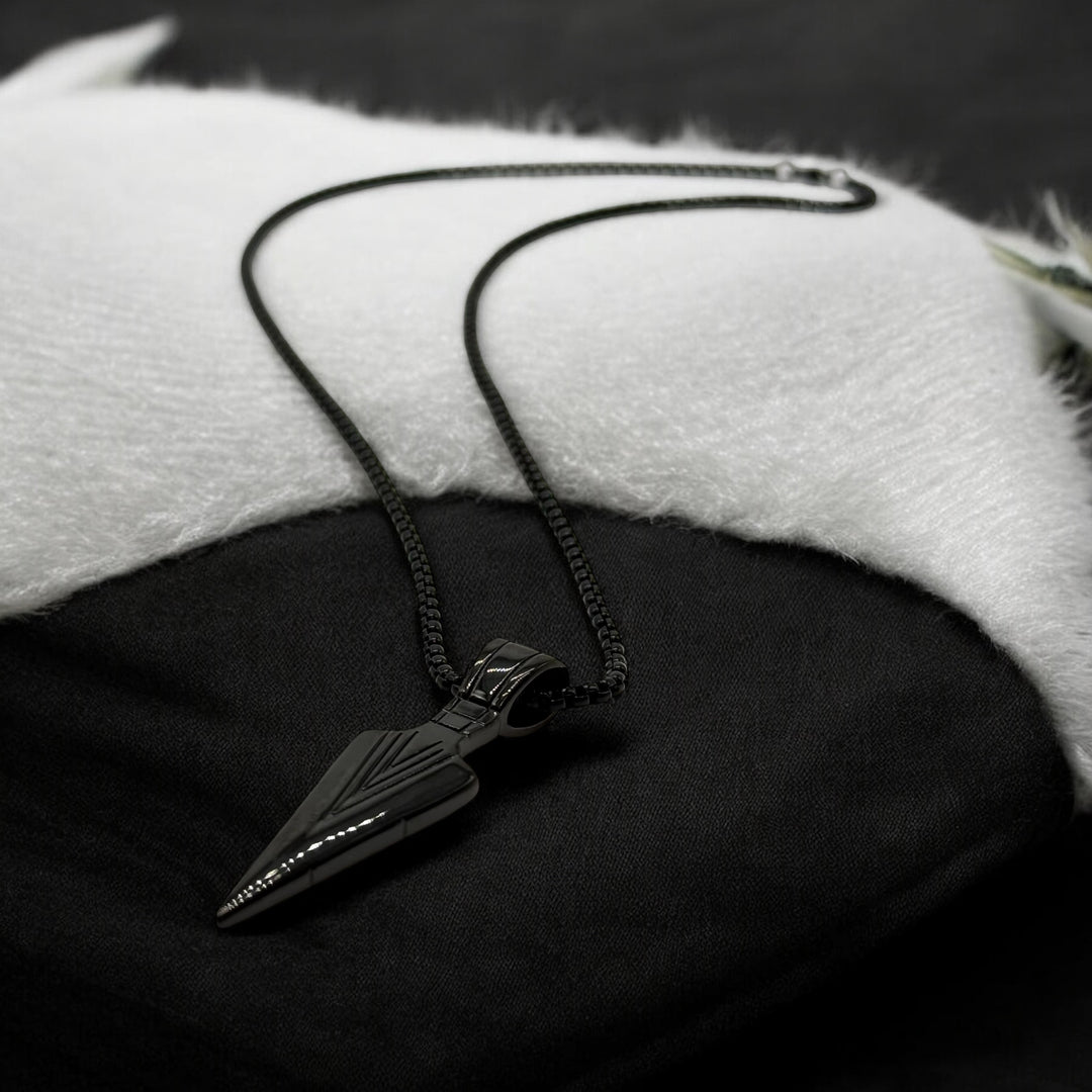 Triangle Shaped Steel Pendant Necklace black
