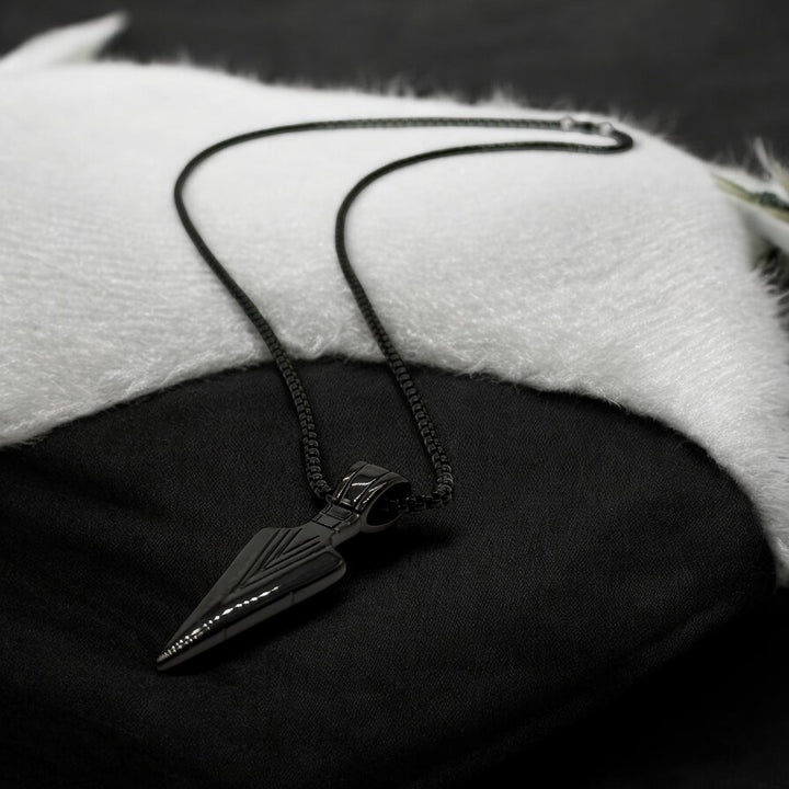 Triangle Shaped Steel Pendant Necklace black