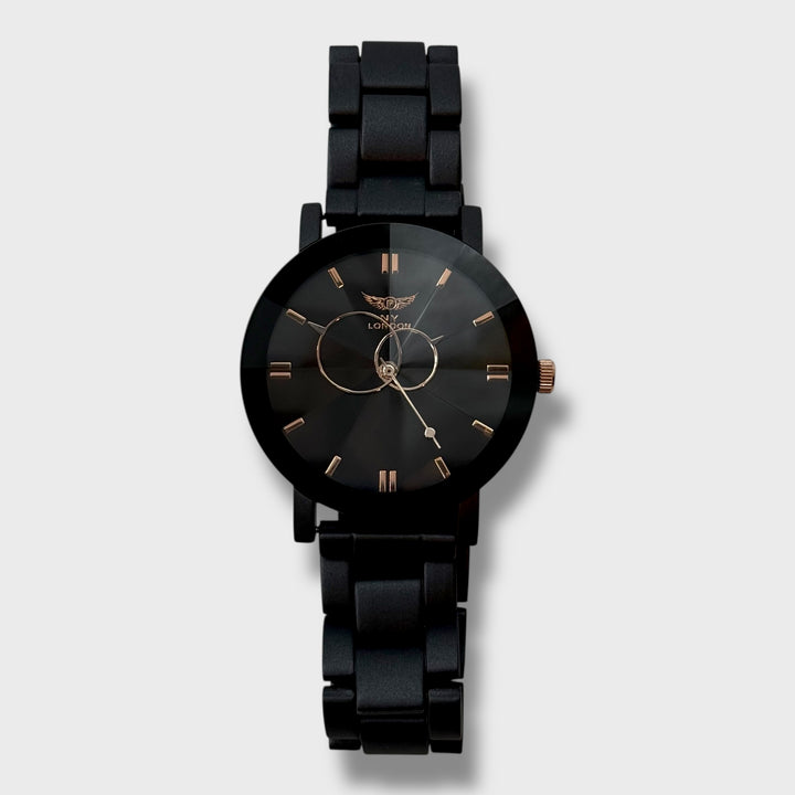 NY London Round Metal Bracelet Watch gun/black - Shop-Tetuan
