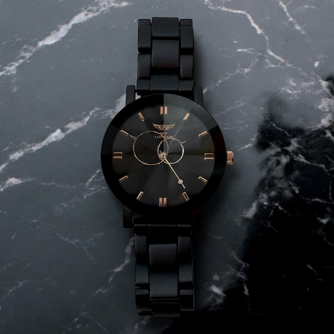 NY London Round Metal Bracelet Watch gun/black - Shop-Tetuan