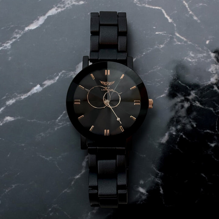 NY London Round Metal Bracelet Watch gun/black - Shop-Tetuan