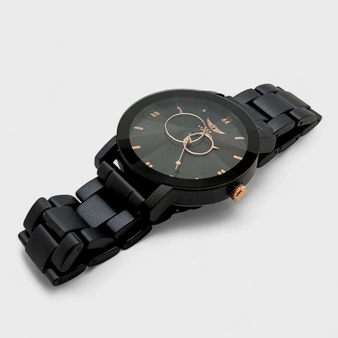 NY London Round Metal Bracelet Watch gun/black - Shop-Tetuan