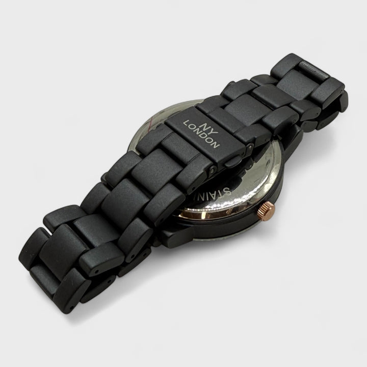 NY London Round Metal Bracelet Watch gun/black - Shop-Tetuan