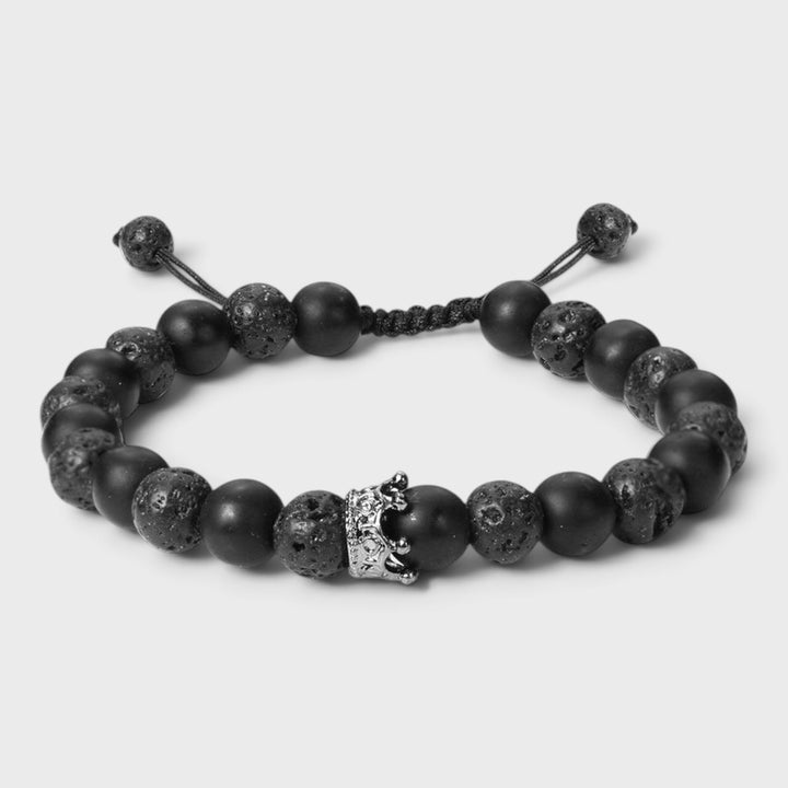 Stone Beaded Crown Bracelet black