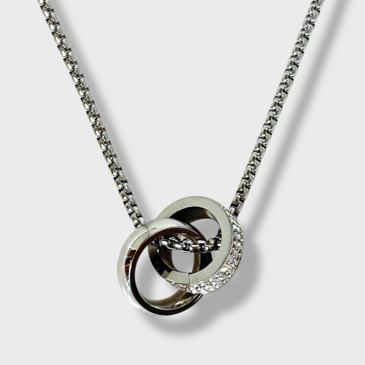 Diamond Ring Pendant Necklace steel