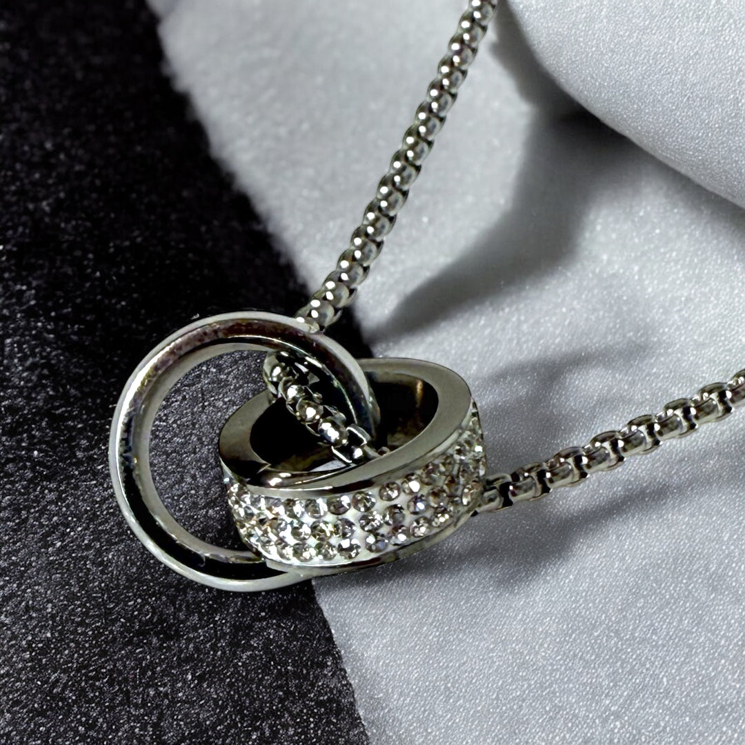 Diamond Ring Pendant Necklace steel