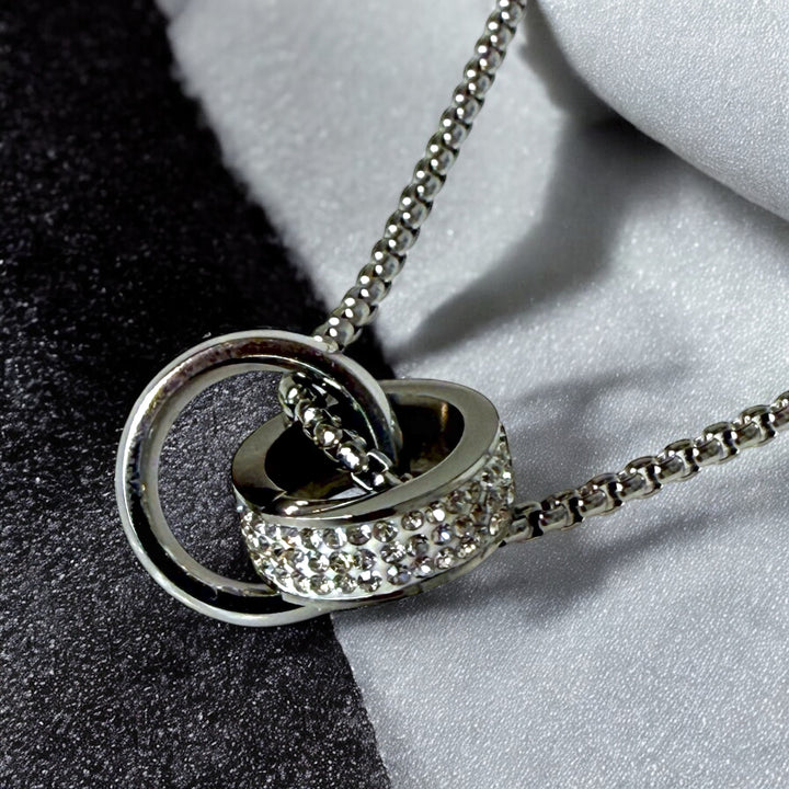 Diamond Ring Pendant Necklace steel