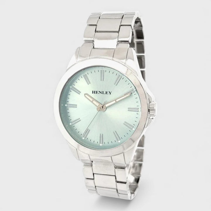 Henley Classic Round Dial Men's Metal Bracelet Watch silver