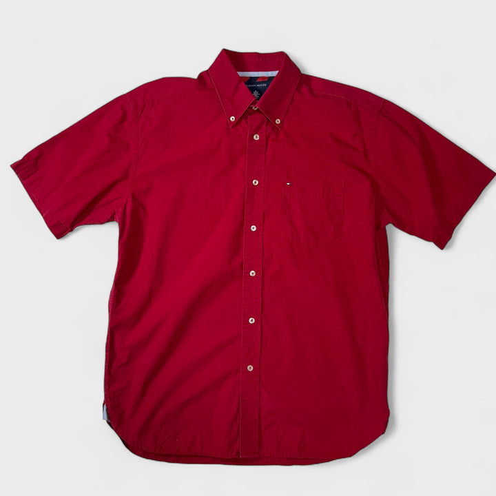 Tommy Hilfiger Short Sleeve Shirt maroon M - Shop-Tetuan