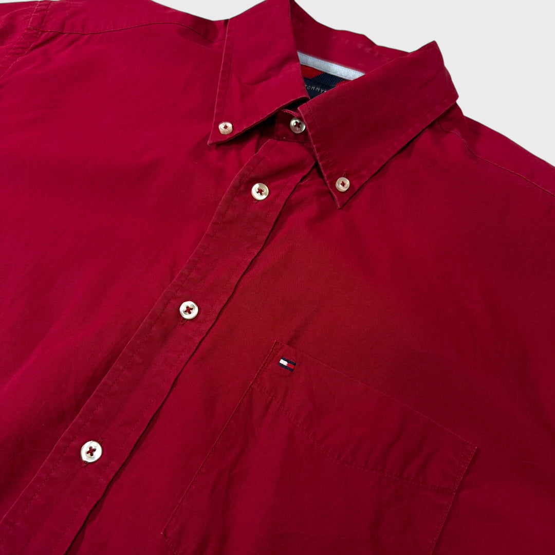 Tommy Hilfiger Short Sleeve Shirt maroon M - Shop-Tetuan