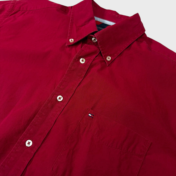 Tommy Hilfiger Short Sleeve Shirt maroon M - Shop-Tetuan