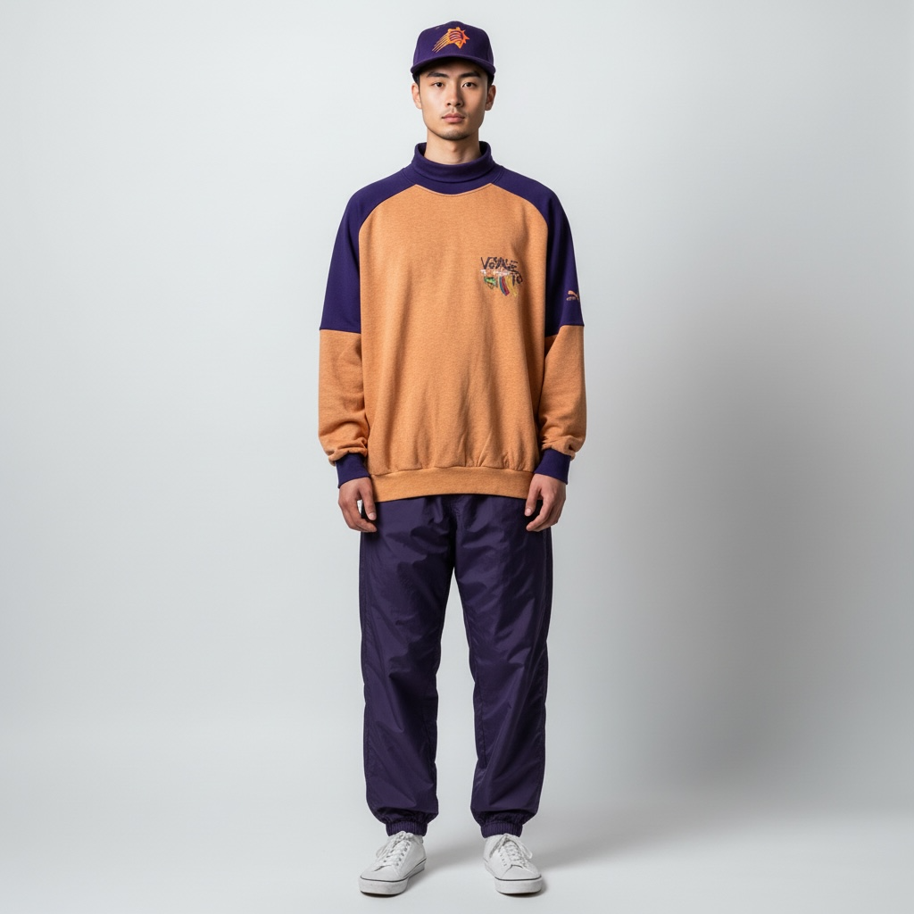 Puma Voyage To The Top Vintage polo sweatshirt purple/orange L - Shop-Tetuan