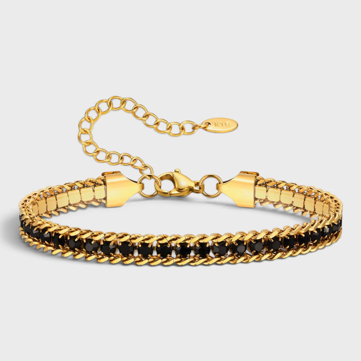 Three-Layer Bracelet With Zircon steel/gold-black
