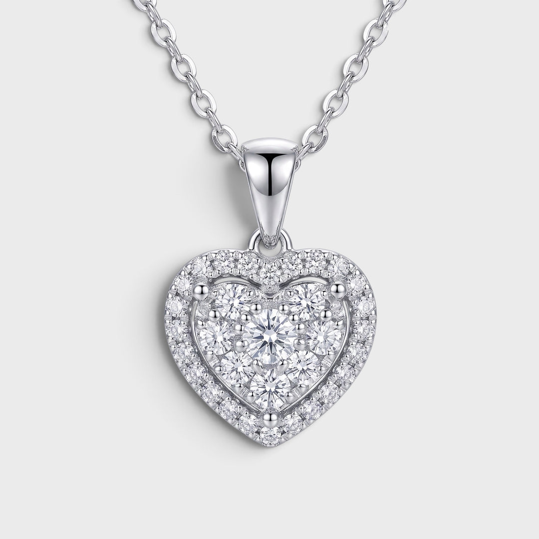Micro Insert Zircon Love Heart Necklace silver