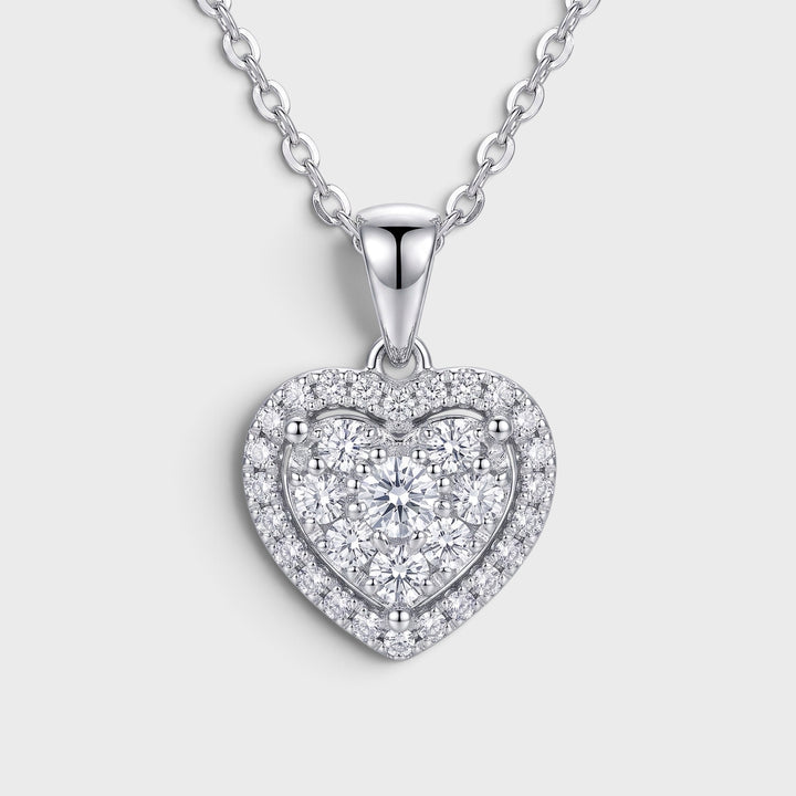 Micro Insert Zircon Love Heart Necklace silver