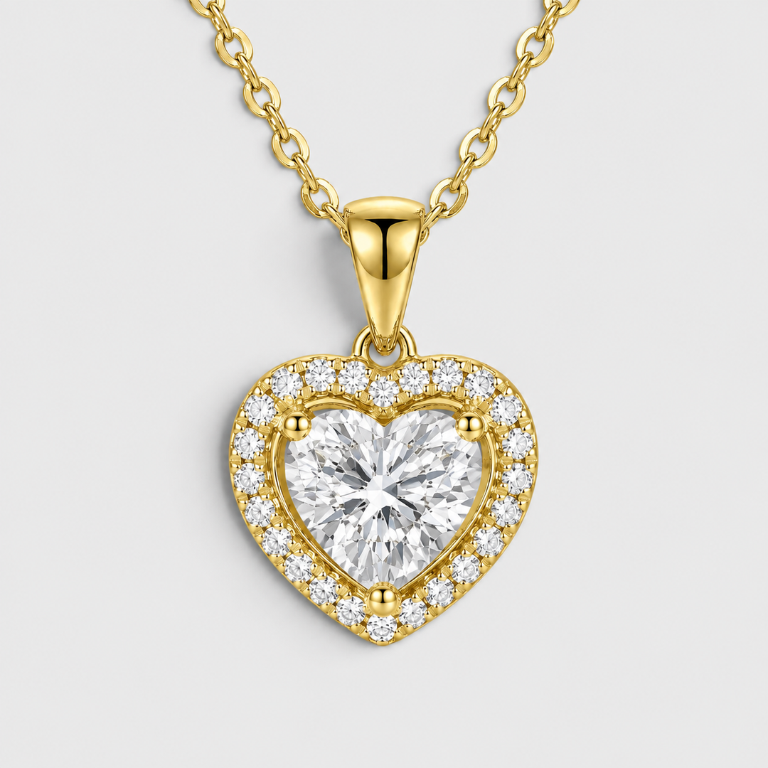 Micro Insert Zircon Love Heart Necklace gold