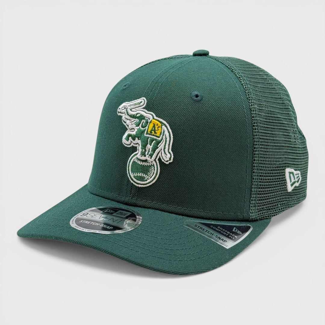 New Era Simple 9Seventy Stretch-Snap trucker O Athletics dk green - Shop-Tetuan