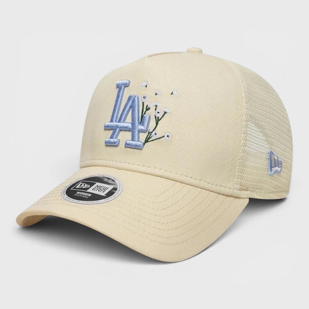 New Era MLB Floral 9Forty A-Frame Trucker Cap LA Dodgers light beige - Shop-Tetuan