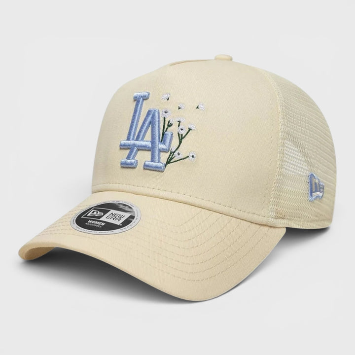 New Era MLB Floral 9Forty A-Frame Trucker Cap LA Dodgers light beige - Shop-Tetuan