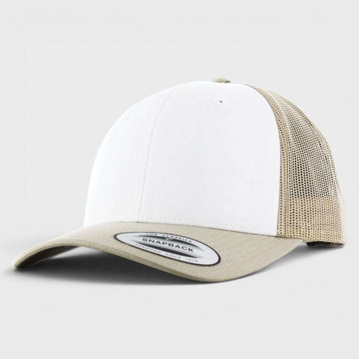 The Classics Yupoong Retro Trucker Colored Front cap khaki/wht/khaki