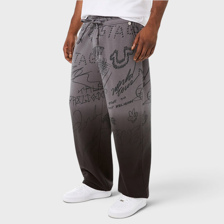 True Religion Dip Dyed Big T Baggy Jogger vintage black