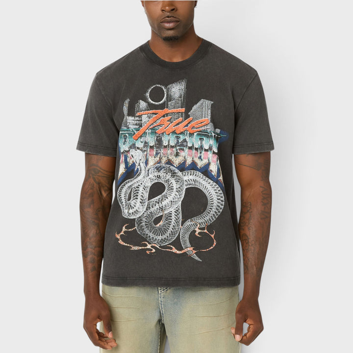 True Religion Washed Snake Bite tee jet black