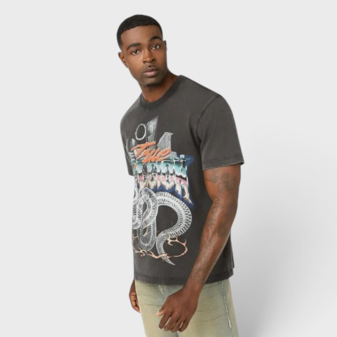 True Religion Washed Snake Bite tee jet black