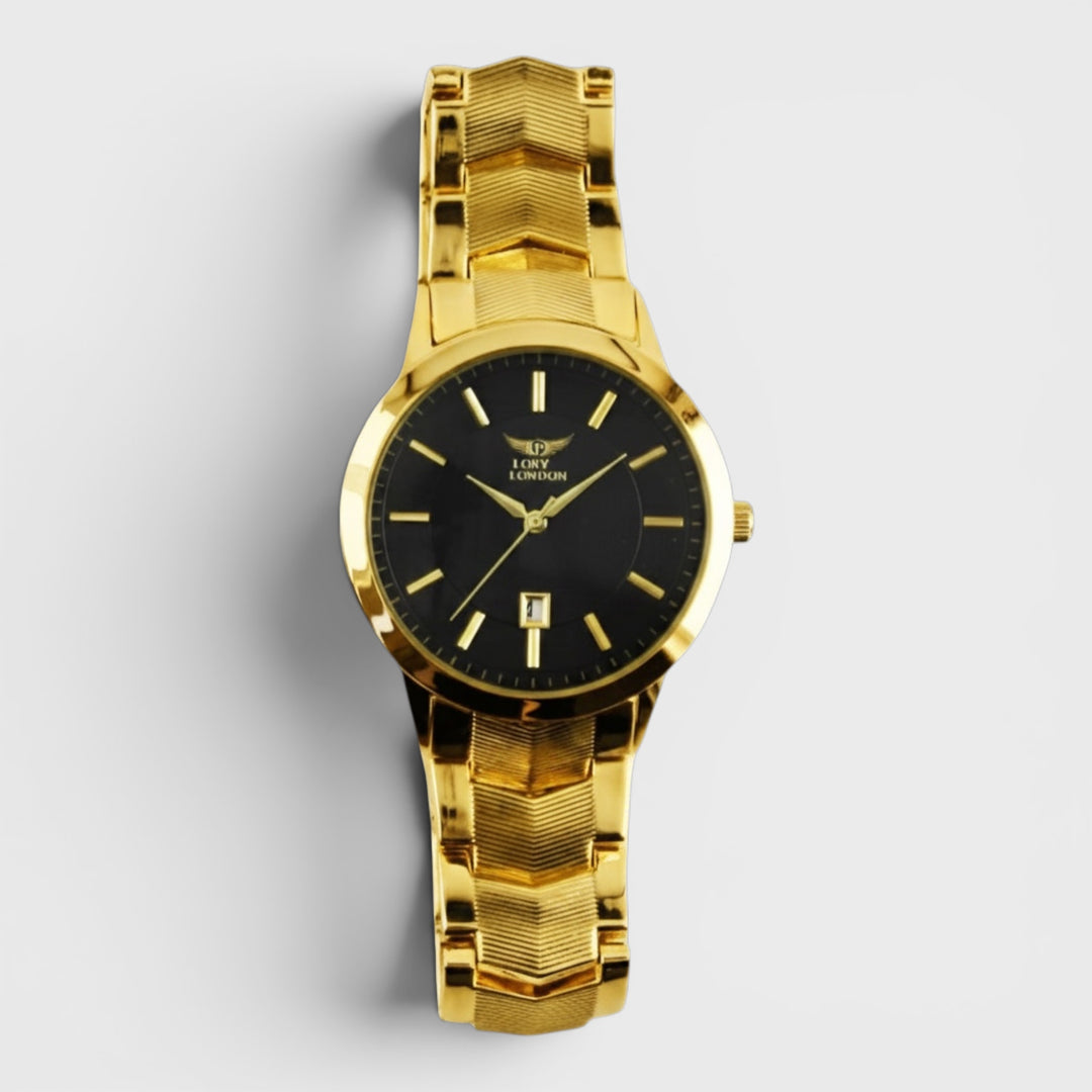 NY London Round Metal Bracelet Watch gold/black
