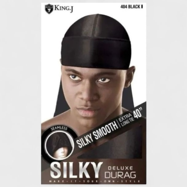 King. J Silky Deluxe Durag With 40'' Extra Long Tie black - Shop-Tetuan