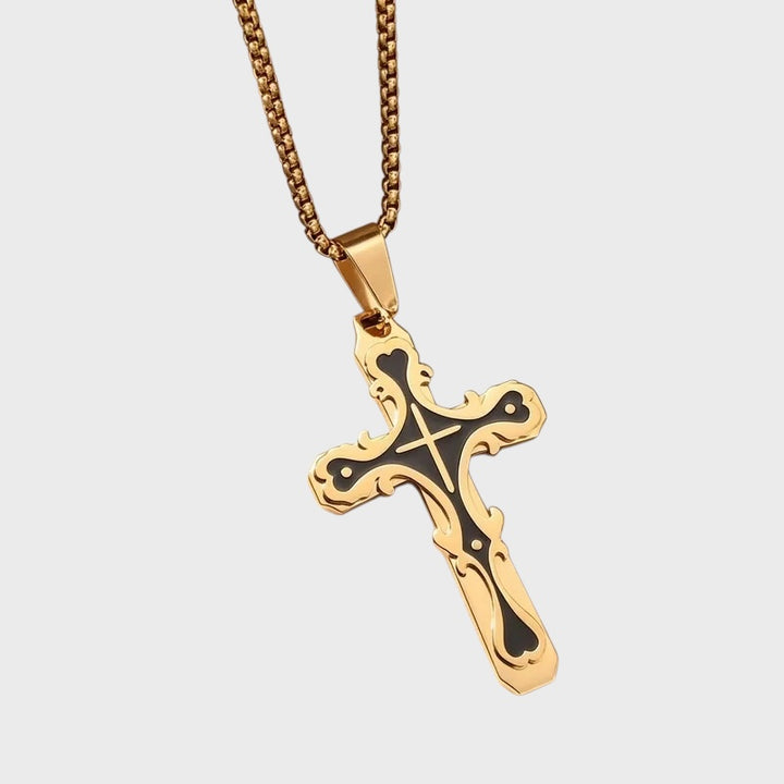 Baroque Cross Pendant Necklace gold/black