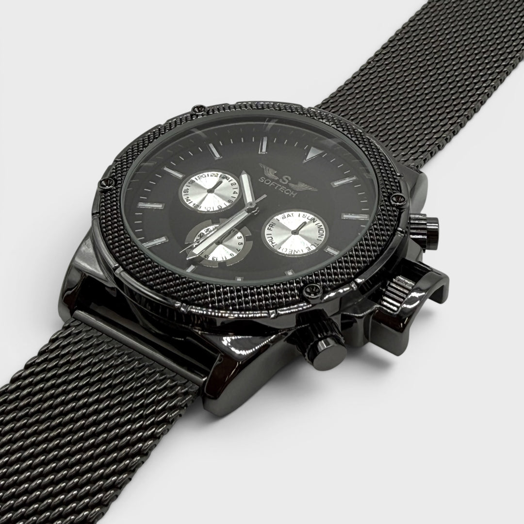 Softech Round Mesh Bracelet Watch black/black - Shop-Tetuan