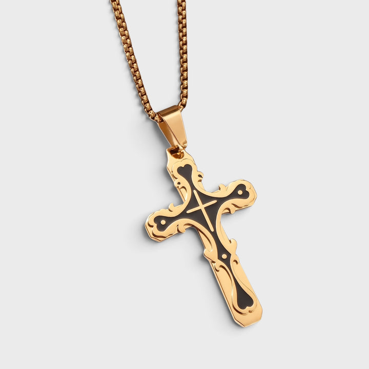 Baroque Cross Pendant Necklace gold/black